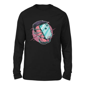 Phone Face Hugger Men/Unisex Drop Shoulder Sweatshirt in Black color